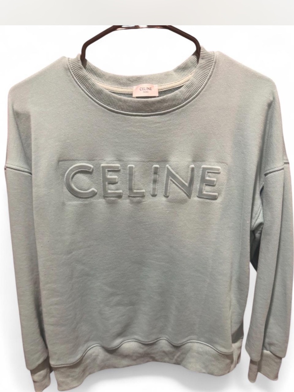 Celine Mint Embossed Logo Sweatshirt Mens Small
